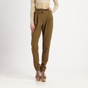 Burberry London Paperbag Waist Pants Olive Green 6